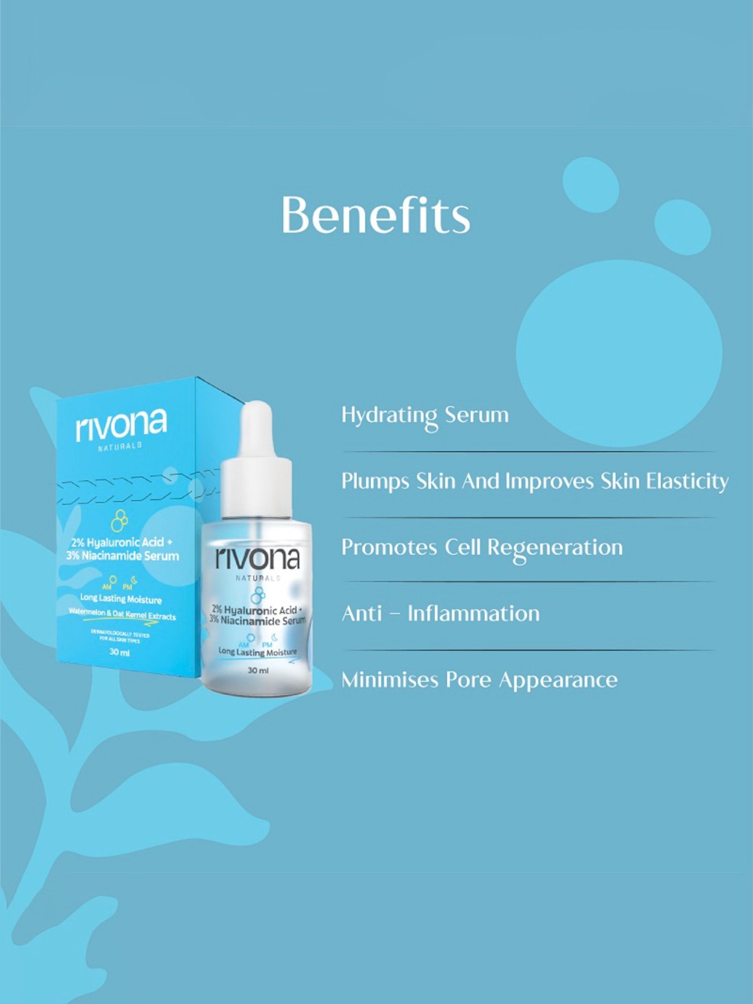 Rivona Naturals 2% Hyaluronic Acid + 3% Niacinamide Serum - 30 ml