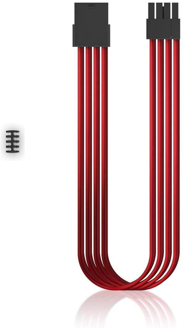 DEEPCOOL 8 PIN  to 6+2 pin Extension Cable    for Power Supply, PSU Cable, 8 pin PSU Connector, Red Sleeved Cable , with Comb 30cm