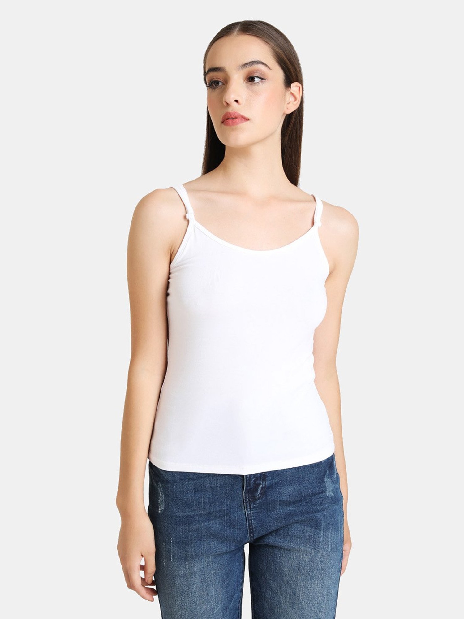 Kazo White Full Coverage Non-Padded Camisole