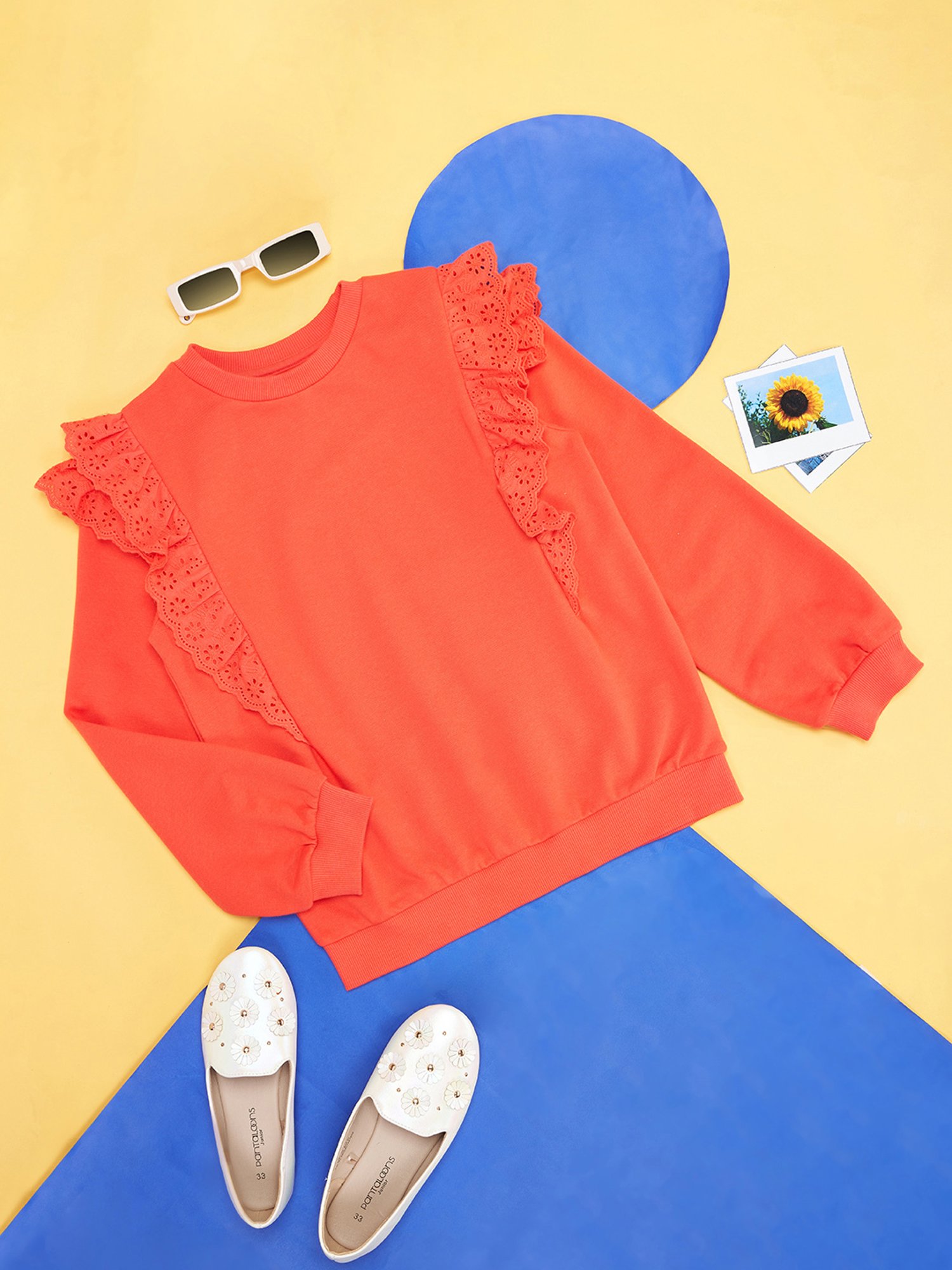 YU by Pantaloons Kids Coral Solid Full Sleeves Sweatshirt