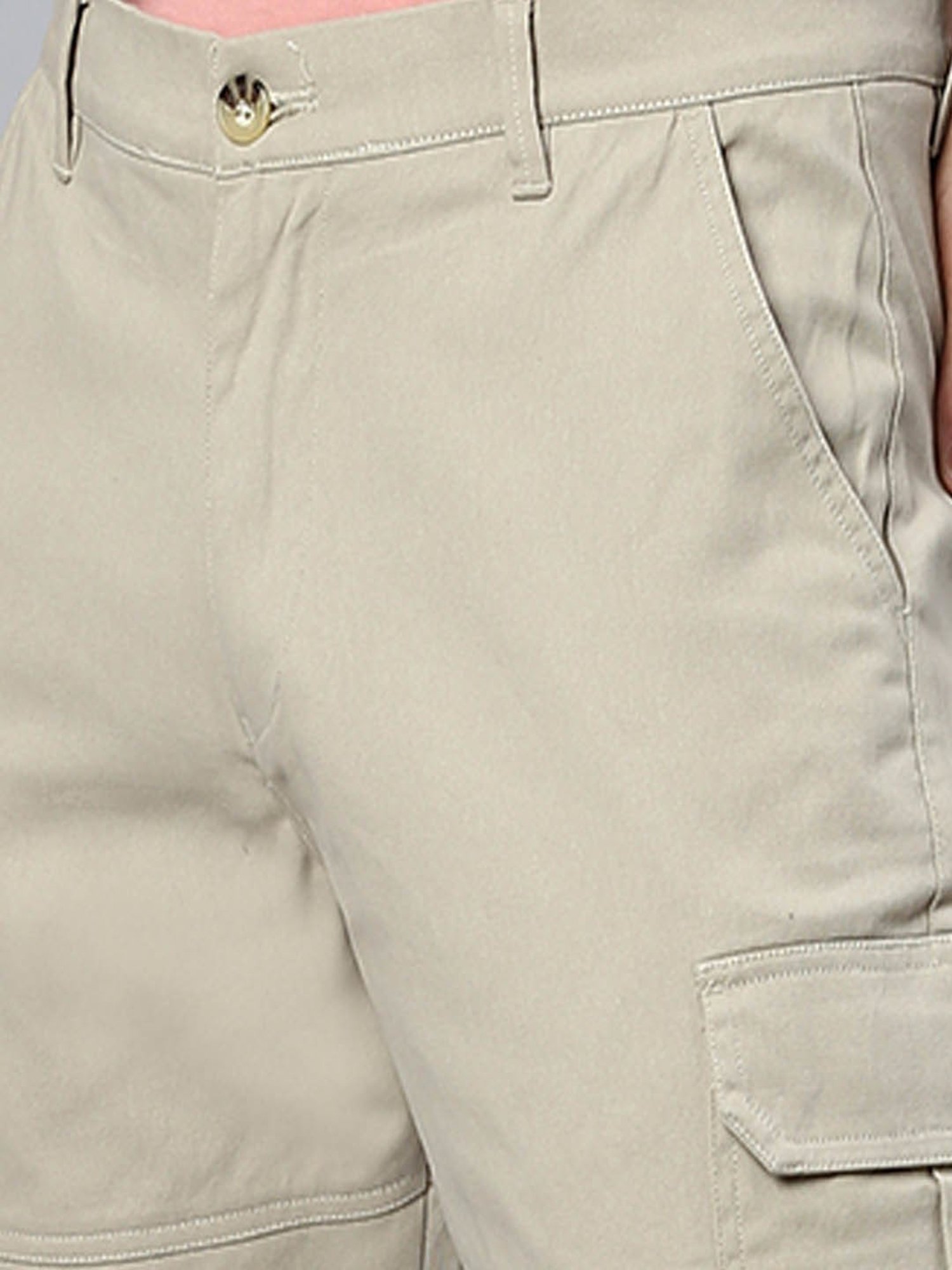 High Star Beige Regular Fit Cargo Trousers