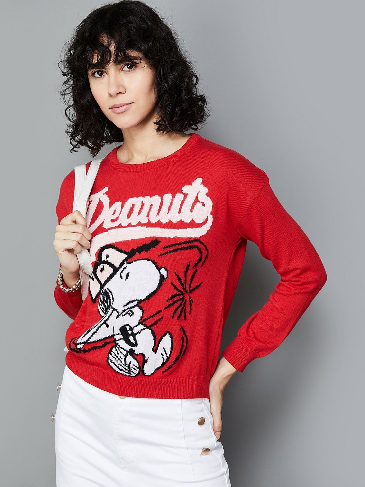 Ginger by Lifestyle Red Cotton Printed Sweater