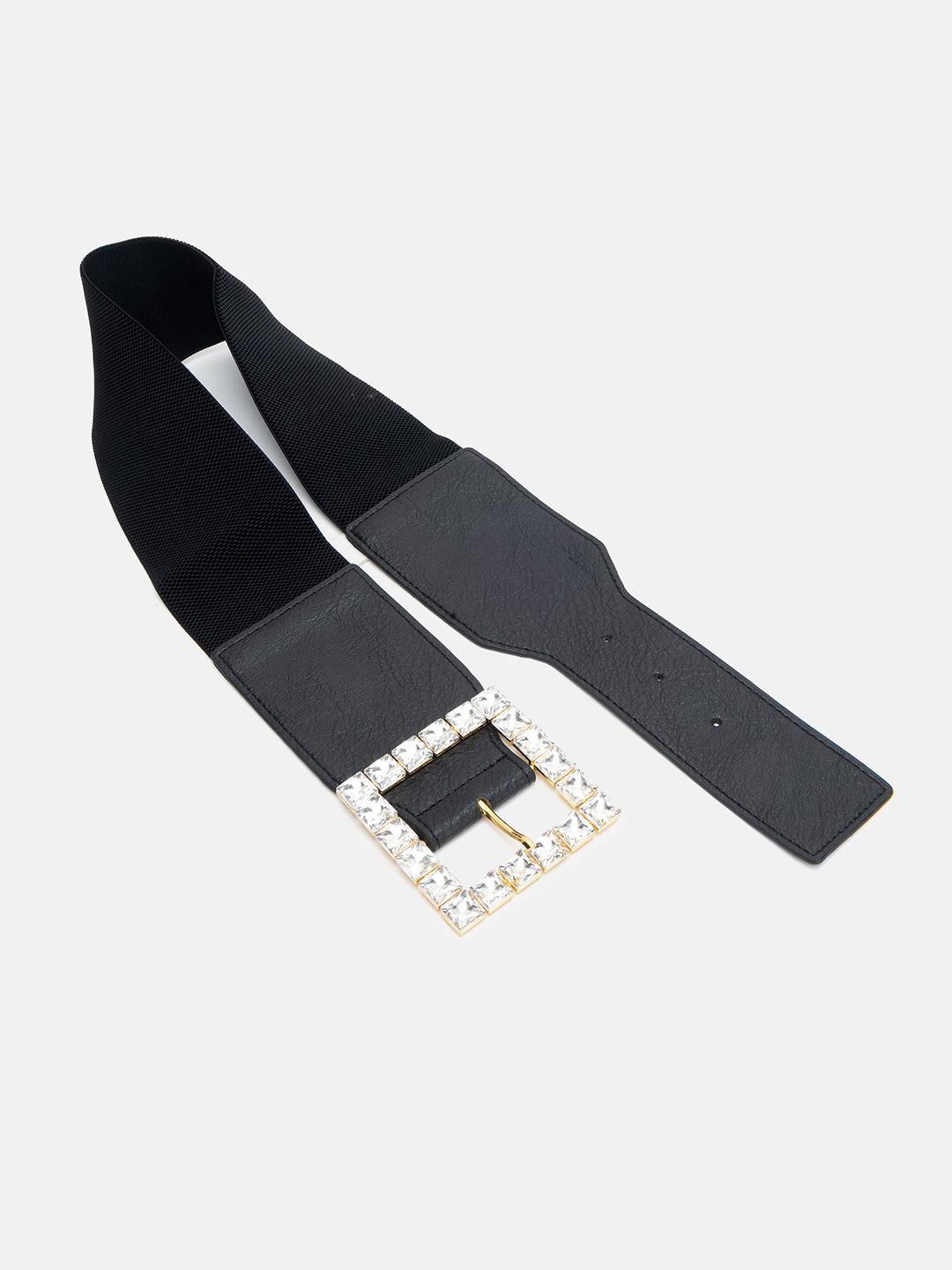 Kazo Black Embellished Wide Casual Belt for Women