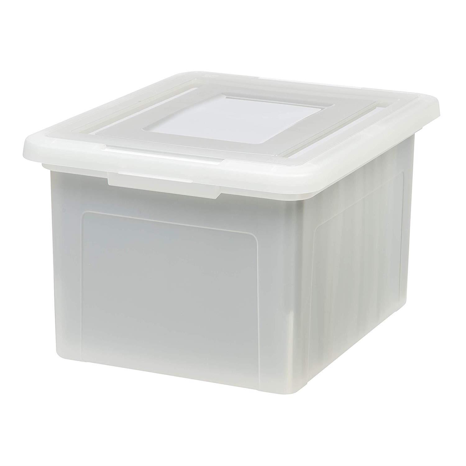 IRIS FB-21EE Dual Purpose Letter and Legal Size File Box, 4 Pack, Pearl