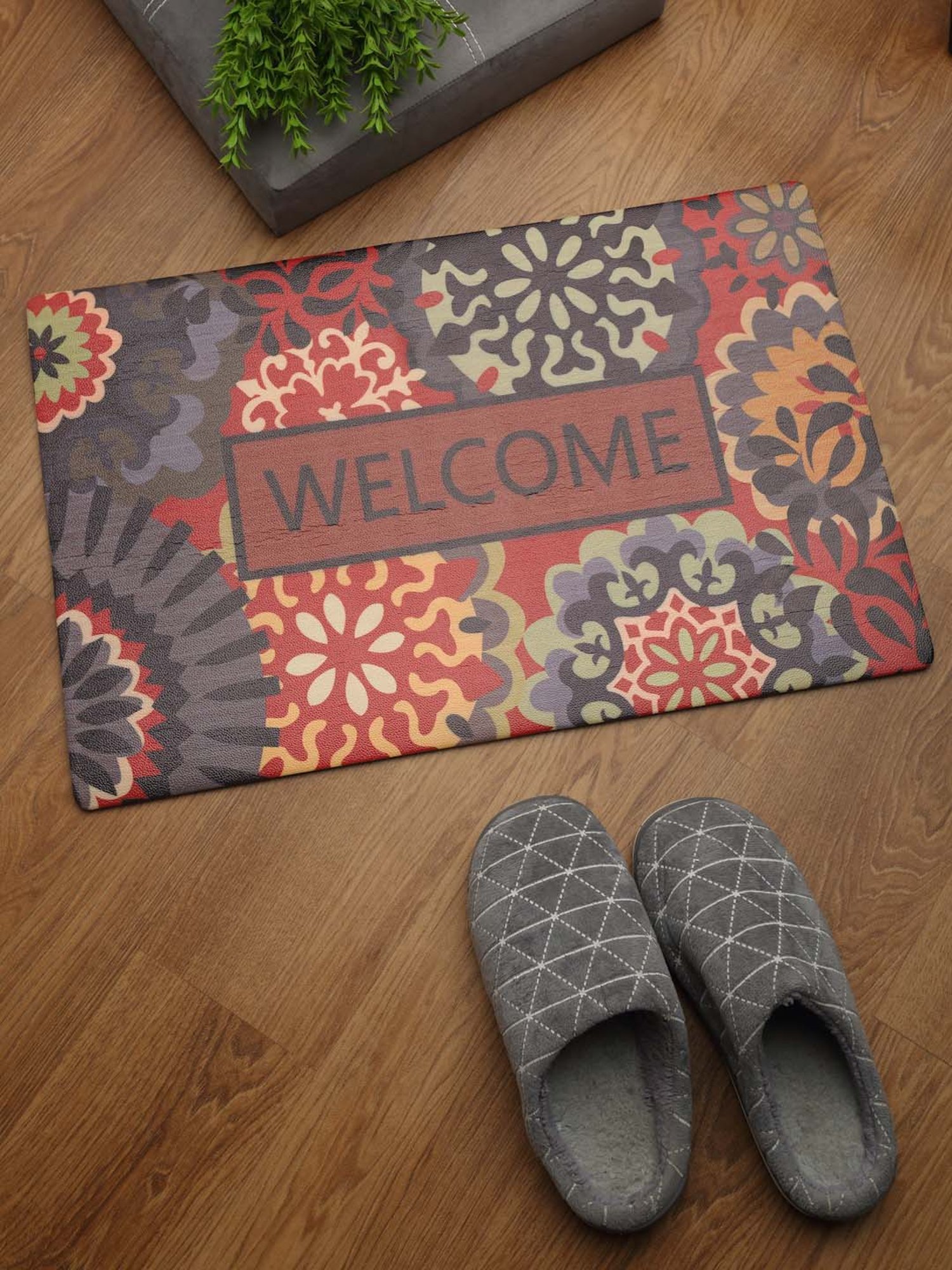 HOSTA HOMES Multicolor PVC Anti-Skid Door Mat - Set of 1