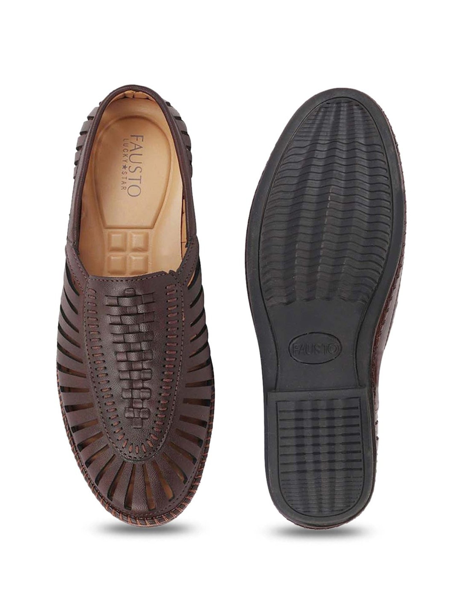 Fausto Men's Brown Ethnic Juttis