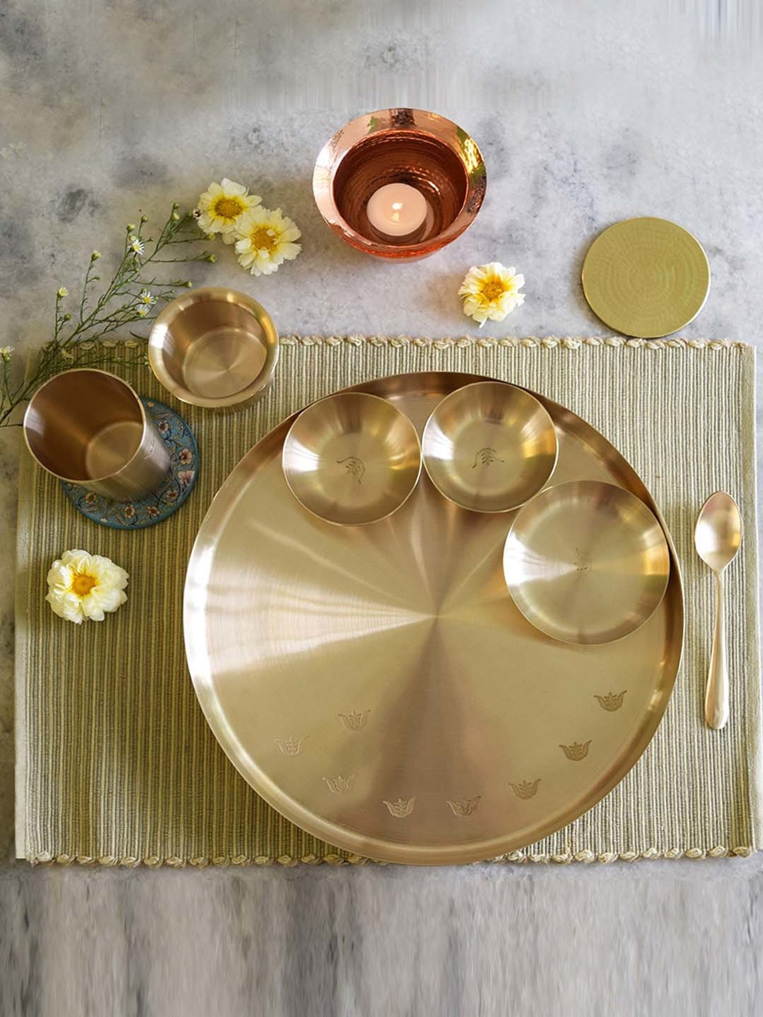 COPPRE Golden Kansa 6 Piece Thal Set