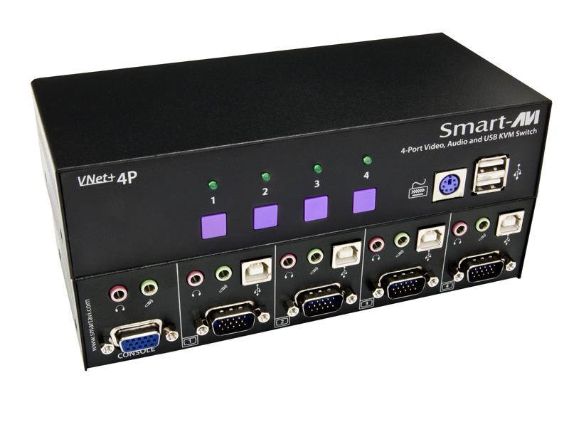 Smartavi VNET+4PS 4x1 USB KVM Switch with Stereo Audio/VNET+ Series (1920x1200)