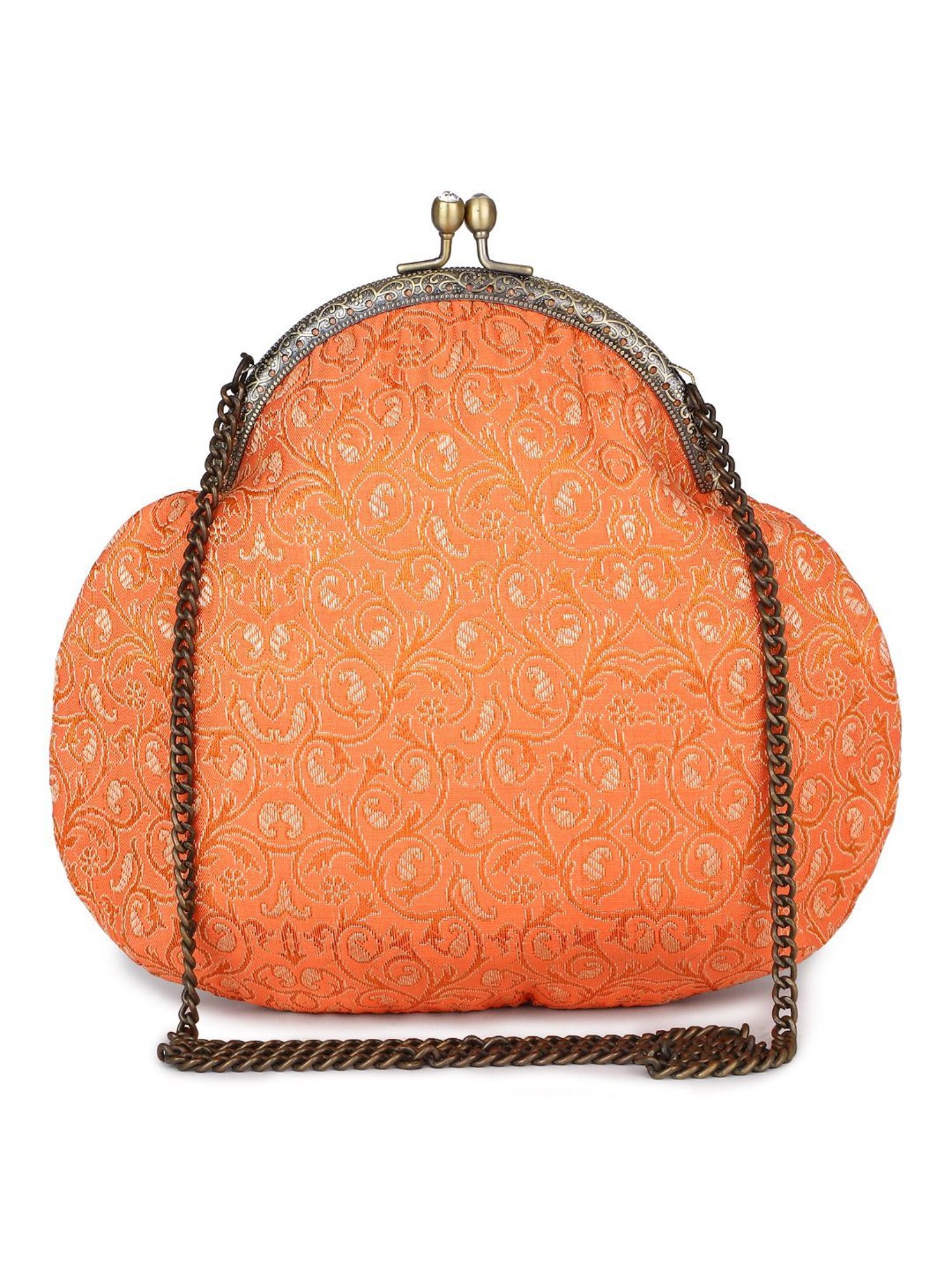 Tarini Nirula Araa Orange Embroidered Small Clutch