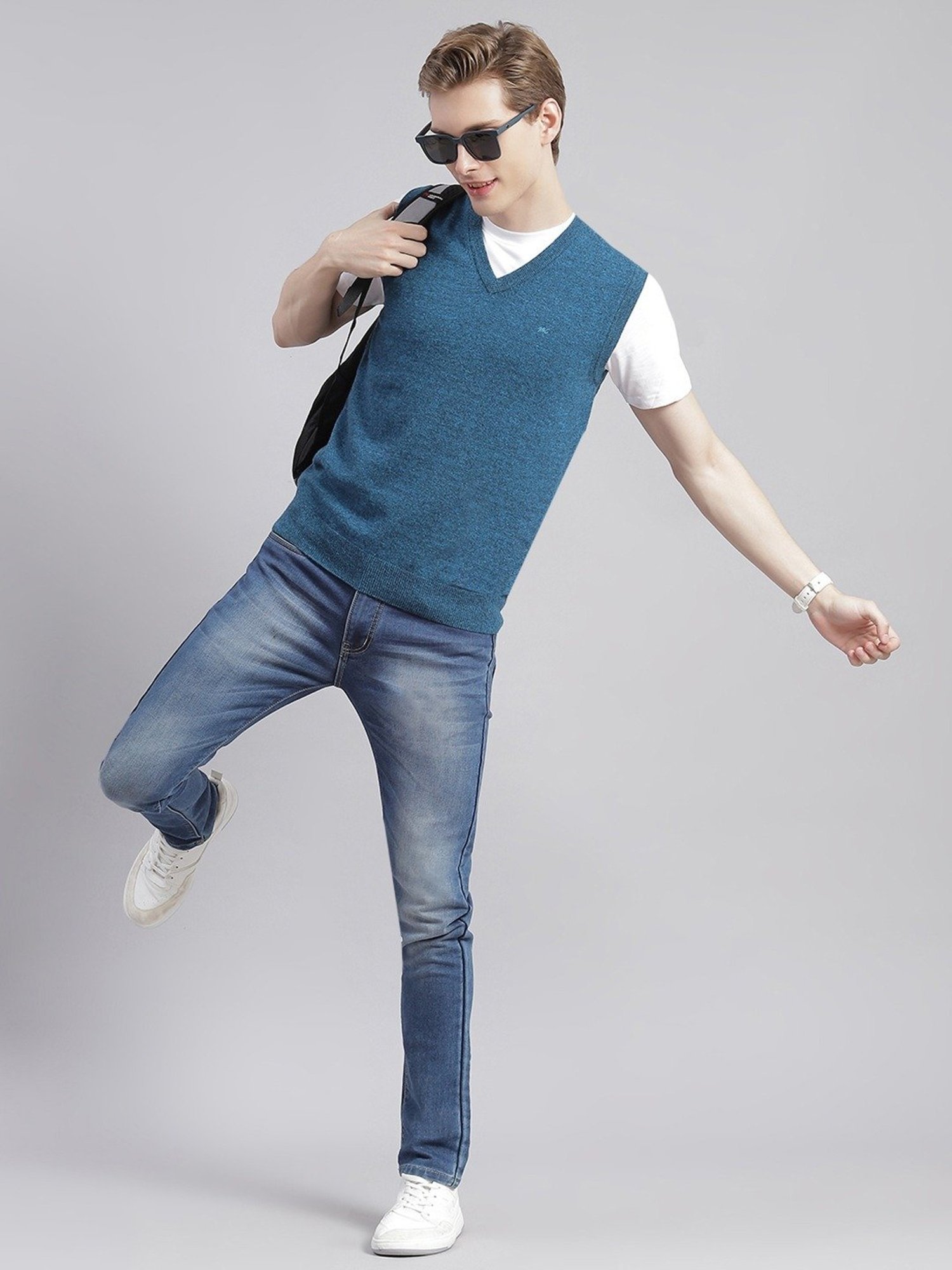 Monte Carlo Blue Regular Fit Sweater