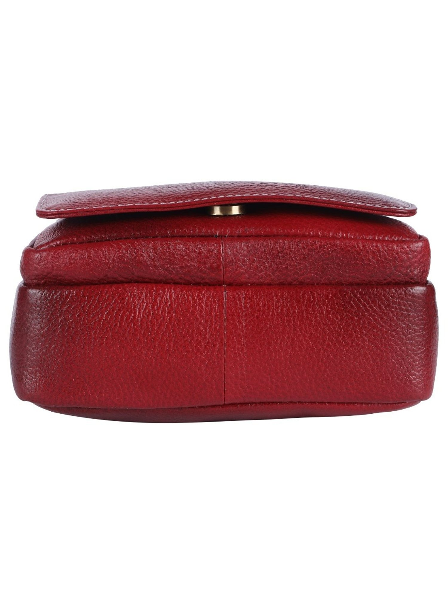 HiLEDER Maroon Textured Medium Leather 8 inch Cross Body Bag