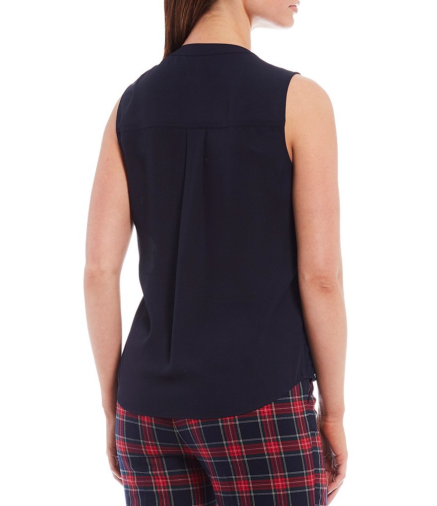 Preston & York Caroline Bow Woven V-Neck 3/4 Sleeve Blouse