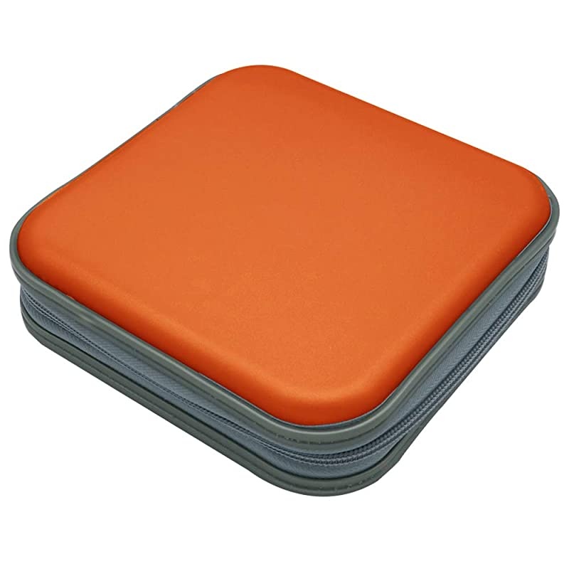 CD Case,DVD Storage DVD Case Holder VCD Wallet Organizer Protective Hard Plastic Portable Case (40 Capacity, Orange)