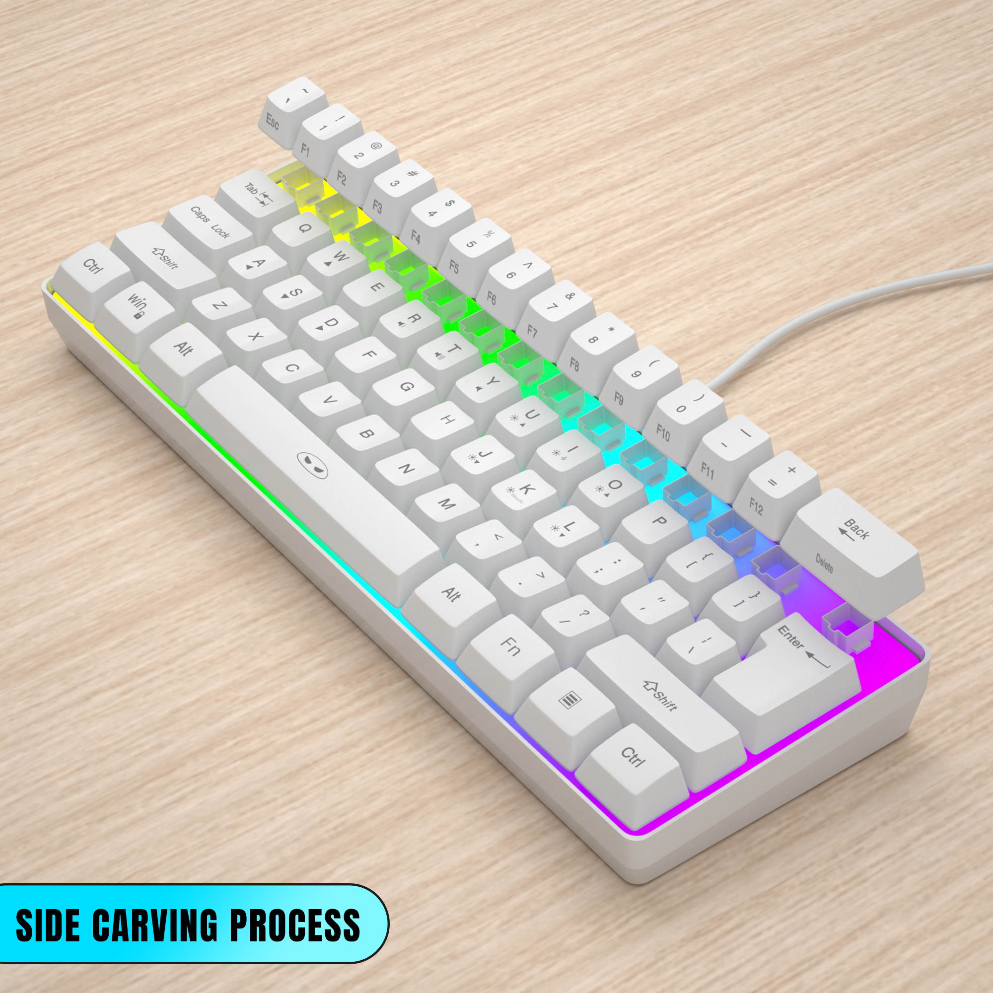 MageGee TS91 Mini 60% Gaming/Office Keyboard,Waterproof Keycap Type Wired RGB Backlit Compact Computer Keyboard for Windows/Mac/Laptop