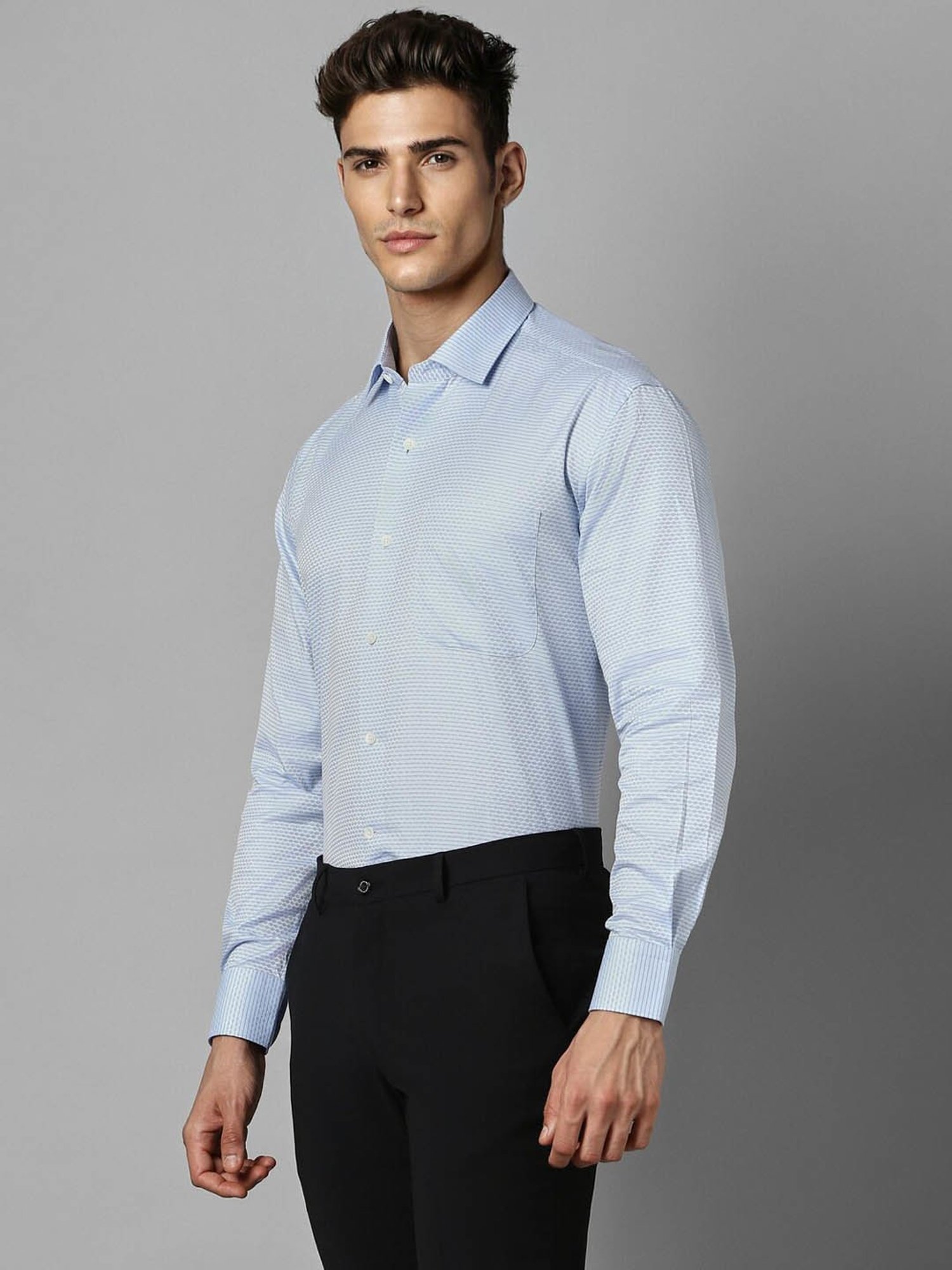 Luxure By Louis Philippe Blue Cotton Regular Fit Printed Shirt
