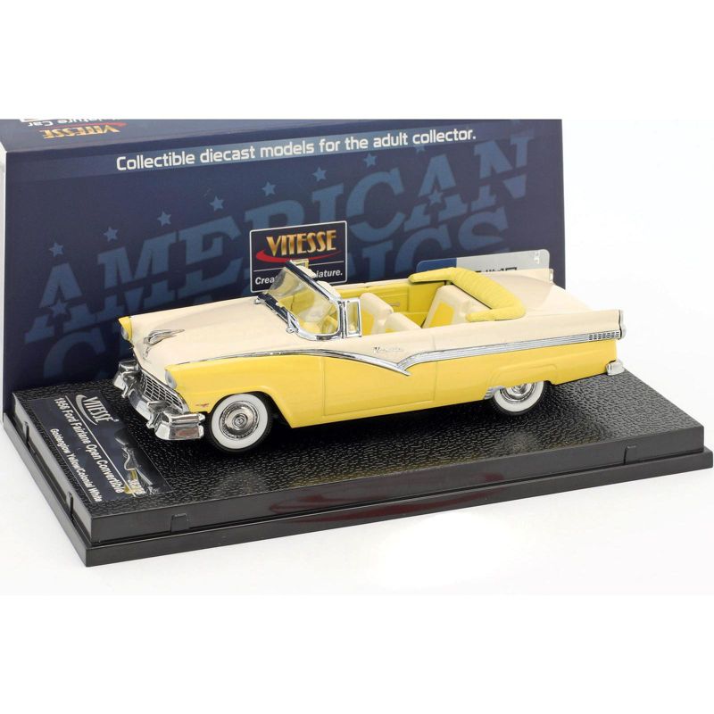 1956 Ford Fairlane Open Convertible Goldenglow Yellow and Colonial White 1/43 Diecast Model Car by Vitesse