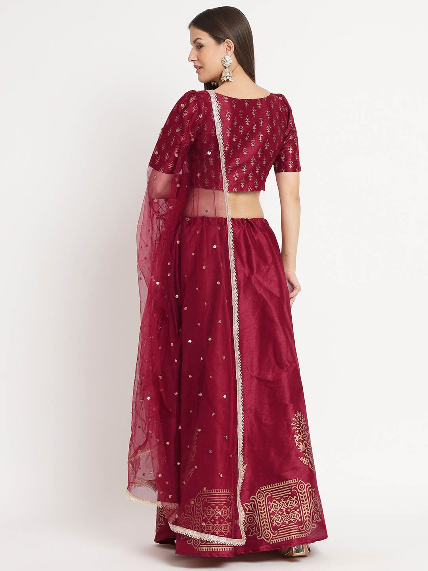 studiorasa Maroon Hand Block Print Lehenga Set