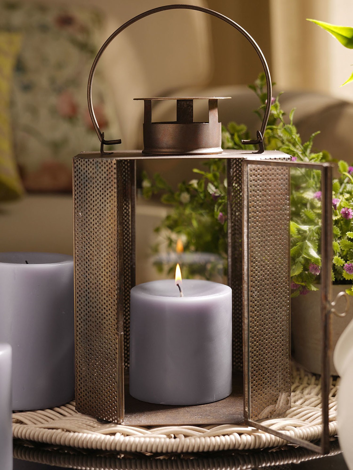 Pure Home and Living Purple Black Amber Pillar Candle