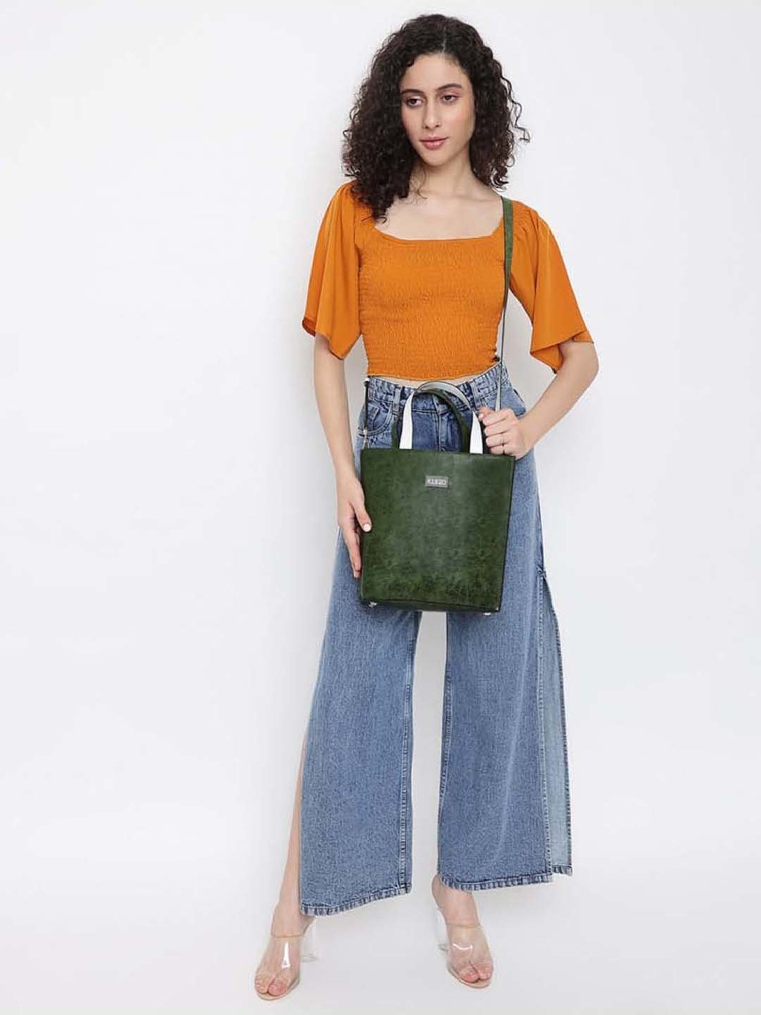 KLEIO Olive Solid Medium Handbag