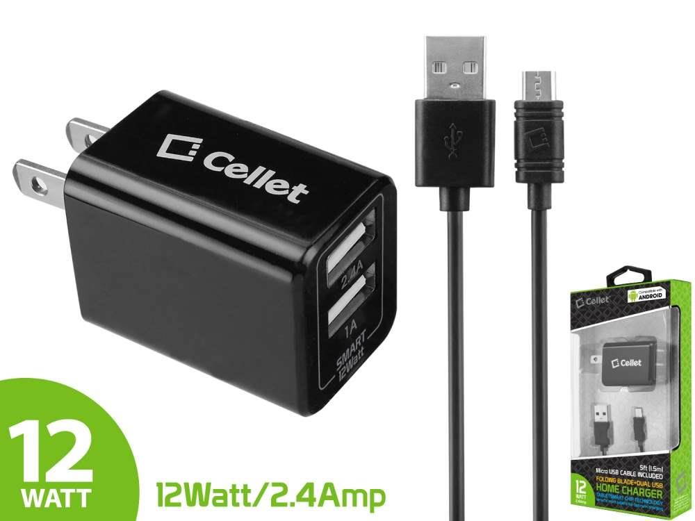 Cellet MicroUSB Travel Charger (2400MAH) - Black