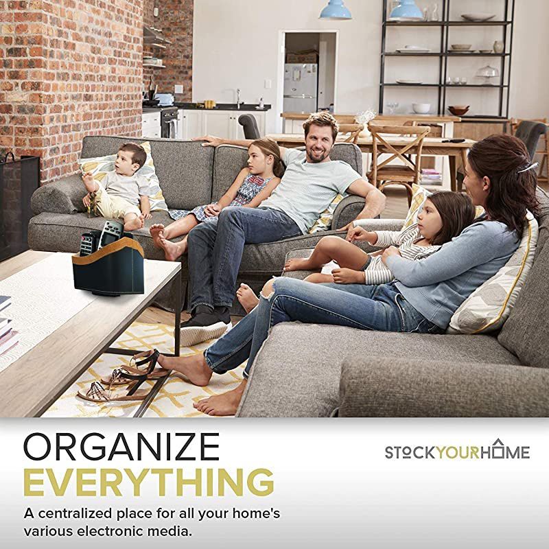 Control Holder 360 Degree Spinning Desk Organizer for Controllers, TV Guide, Mail, Electronics and Media Storage (Black and Brown)