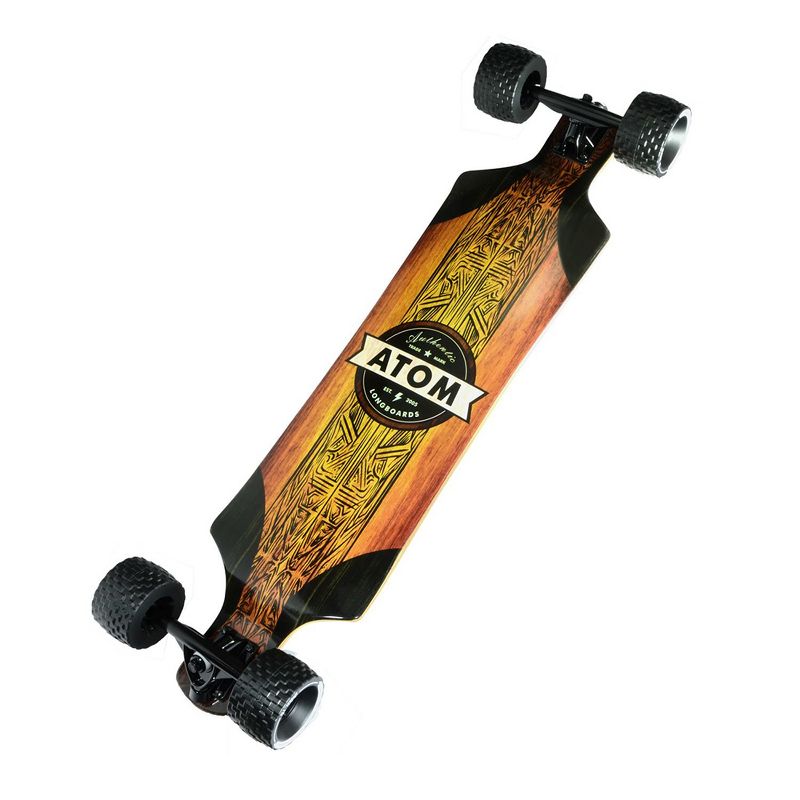 MBS 40026 Atom Drop Through 39-Inch Longboard Skateboard Cruiser with All-Terrain Wheels, Black and Wood
