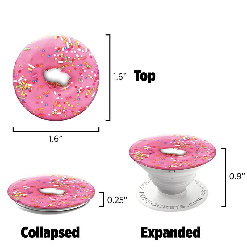 Collapsible Grip & Stand for Phones and Tablets - Pink Donut