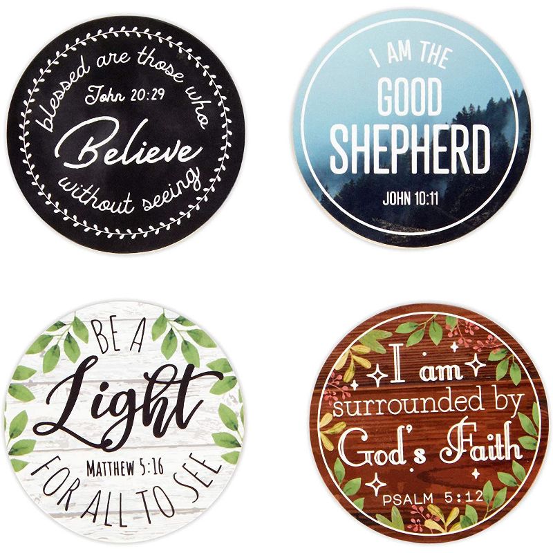 Faithful Finds 12-Pack Inspirational Refrigerator Magnets with Bible Verses, Scripture (3 Sizes)