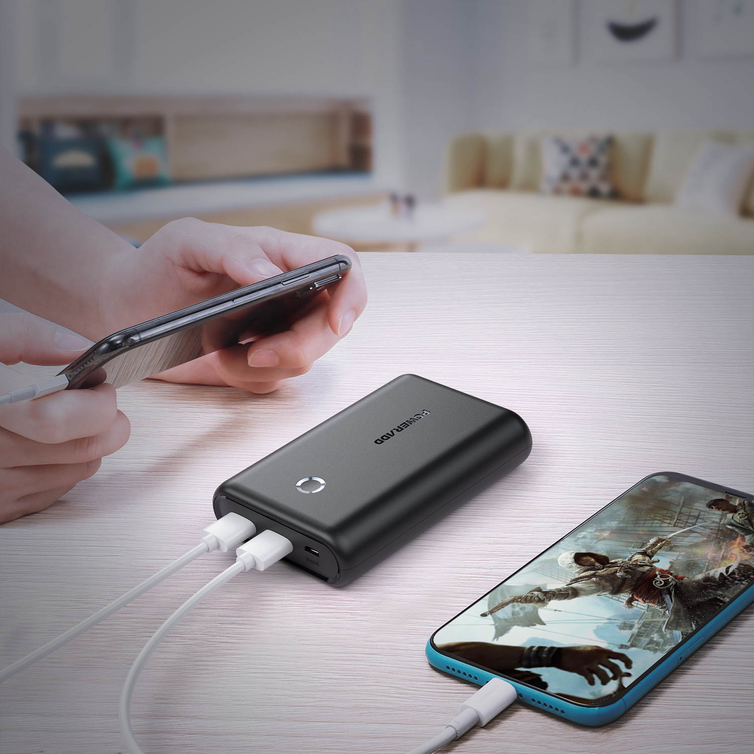 POWERADD Portable Charger EnergyCell 15000mAh Power Bank Dual 5V/2.4A Output External Battery Fast Charging Portable Charger for iPhone Samsung Cellphone, Black