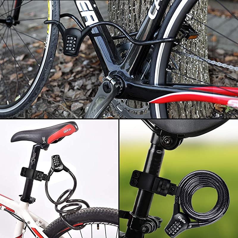 Bike Lock, [Reinforce Version]  Heavy Duty Bicycle Lock, Waterproof 4-Digit Resettable Combination Anti-Theft Bicycle Lock for Outdoor Bicycle, Motorcycles, Scooters,(1.5mx12mm)