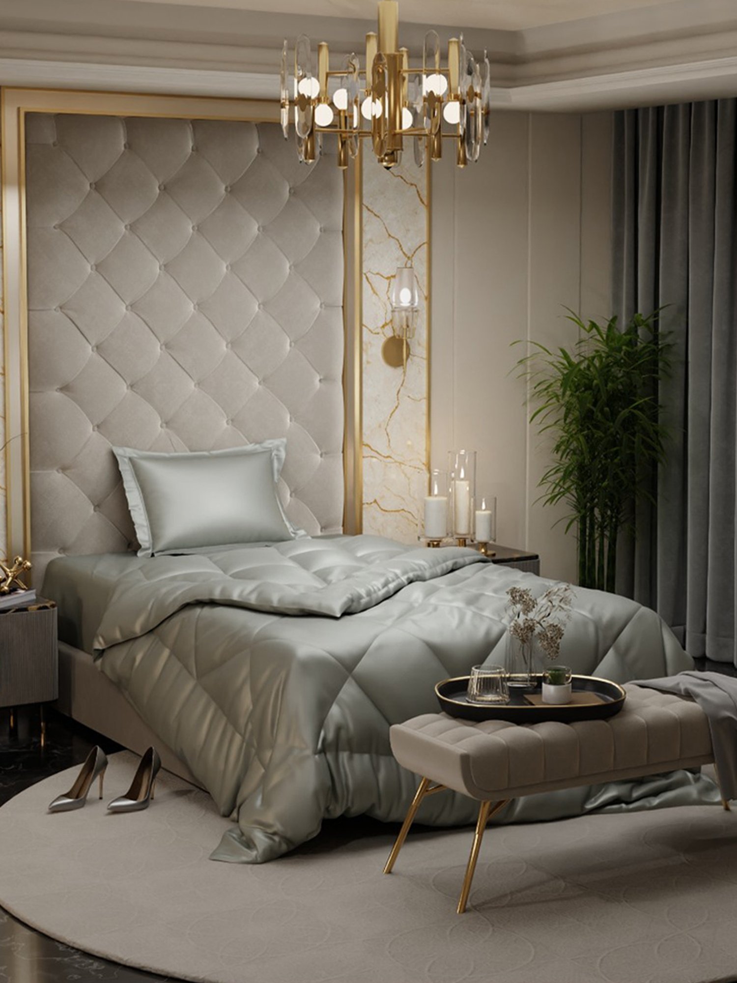 Stoa Paris Date Night Grey 150 GSM Poly Satin Single Ultra Silky Soft Comforter