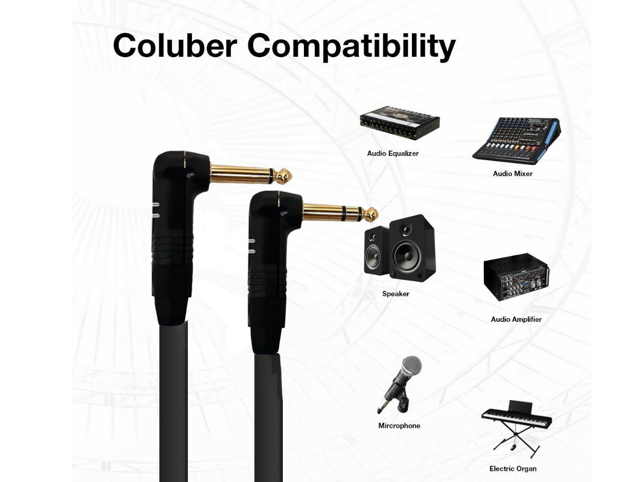 Right Angle 1/4" TRS to RA TS Unbalanced Mono Cable - Custom Length, Color Cord