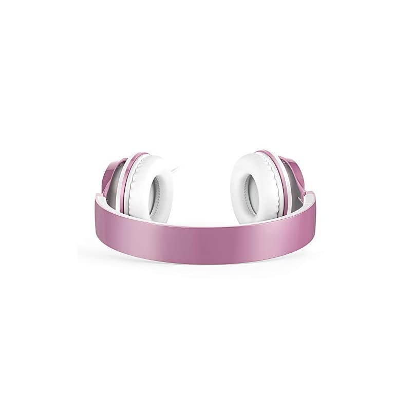 MS300 Wired Headphones Stereo Foldable Headset for iOS Android Smartphone Laptop Tablet PC Computer Rose Gold