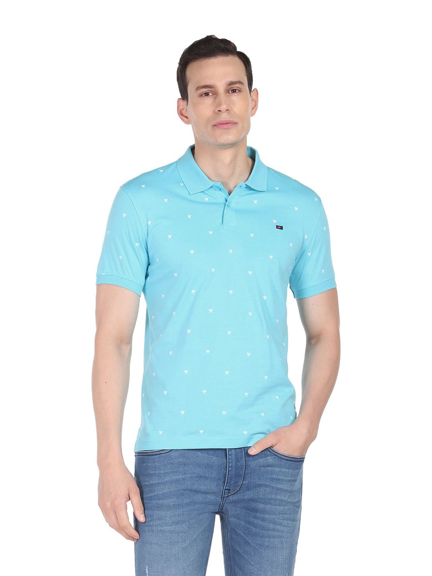 AD by Arvind Sky Blue Polo T-Shirt