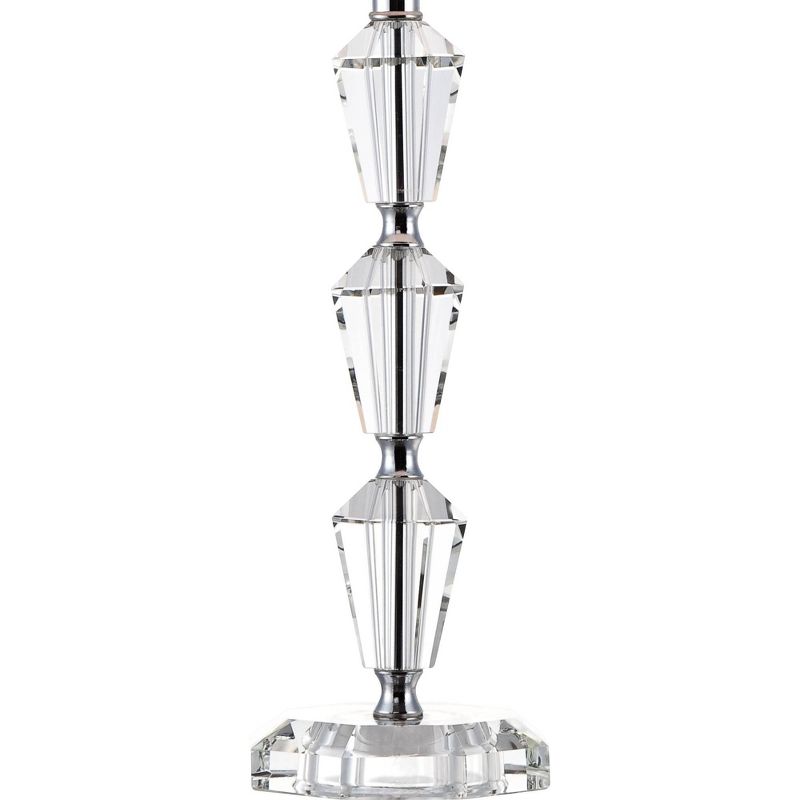 Vienna Full Spectrum Modern Accent Table Lamp Faceted Crystal Column Geneva White Drum Shade for Living Room Family Bedroom Office
