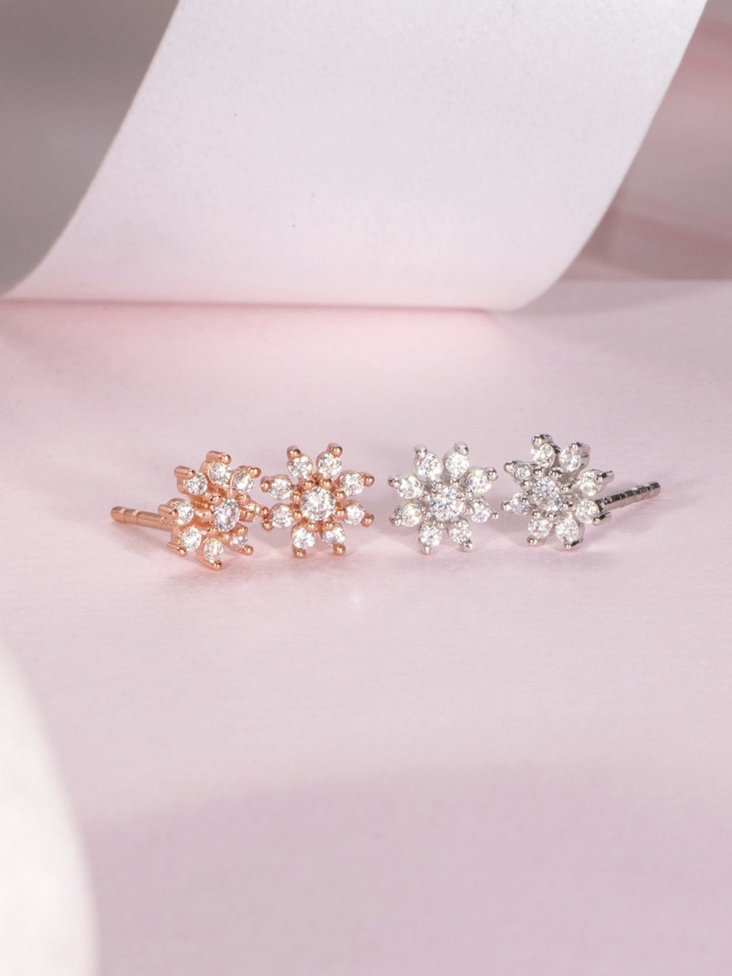 Zavya Nakshatra Floral Dual Color 92.5 Sterling Silver Stud - Set of 2