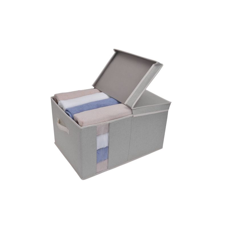 StorageWorks 65L Fabric Storage Bin Lid and Window Comfort Gray
