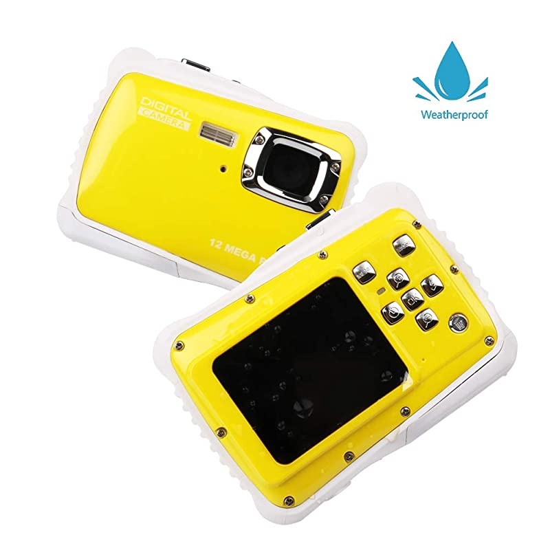 Waterproof Mini Kid Camera High Definition 12MP HD 3M Underwater Swimming Digital Camera Camcorder 20 Inch LCD Display Yellow