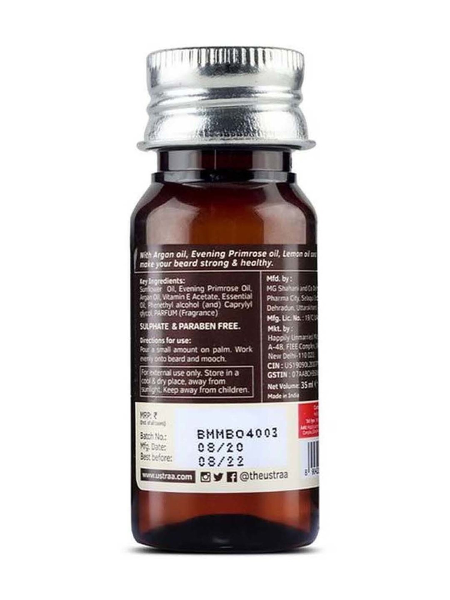 THE REAL MAN Beard Growth Oil 100 Percent Organic Beard & Moustache Hair Growth Oil - 50 ml