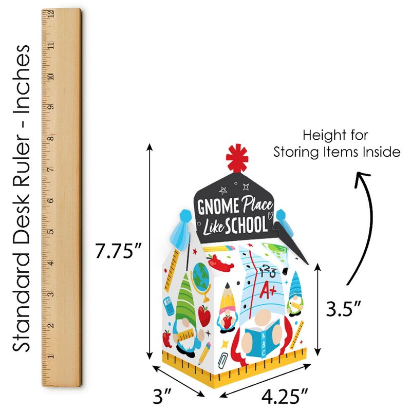 Big Dot of Happiness School Gnomes - Treat Box Party Favors - Teacher and Classroom Decorations Goodie Gable Boxes - Set of 12