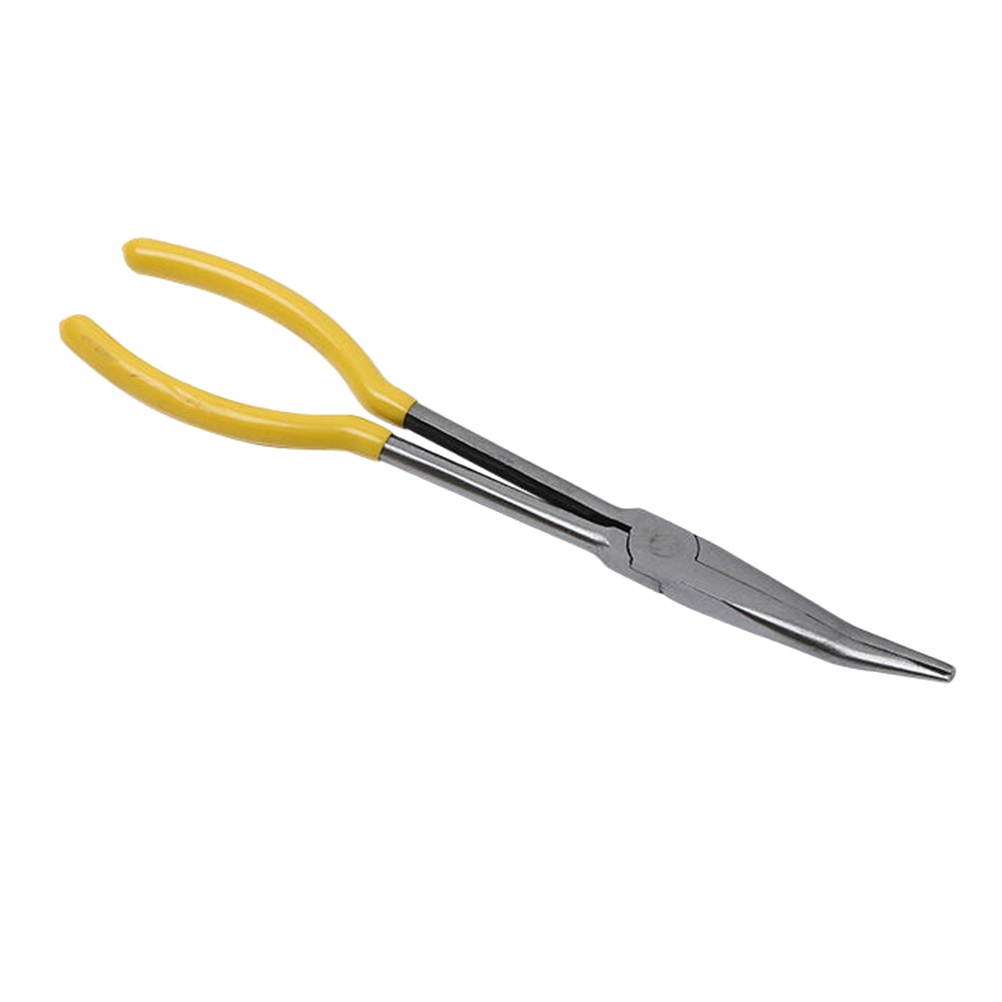 1pc Extra Long Plier Practical Crimping Plier Mechanic Equipment Repairing Wire Clamp (Bending of 25 Degrees Yellow)