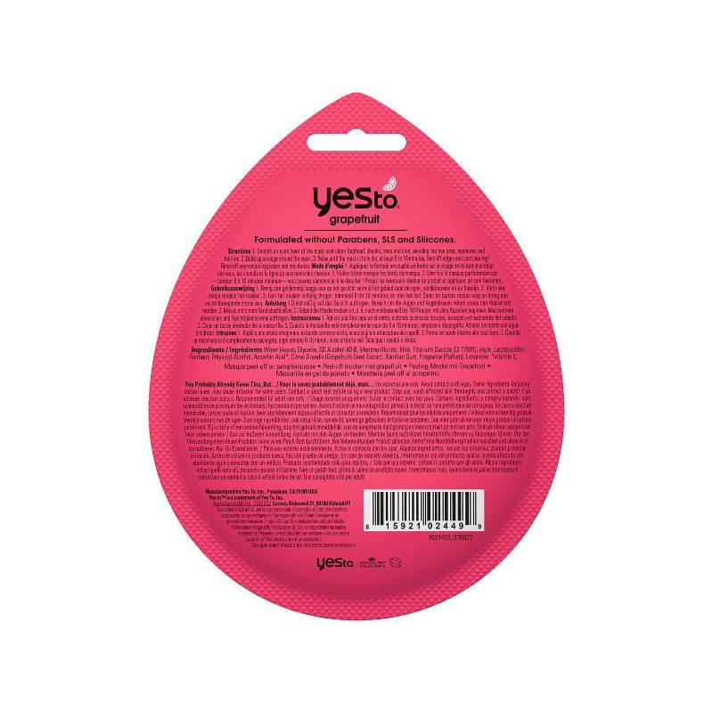 Yes To Grapefruit Vitamin C Glow Boosting Peel Off Single Use Face Mask - 0.33 fl oz
