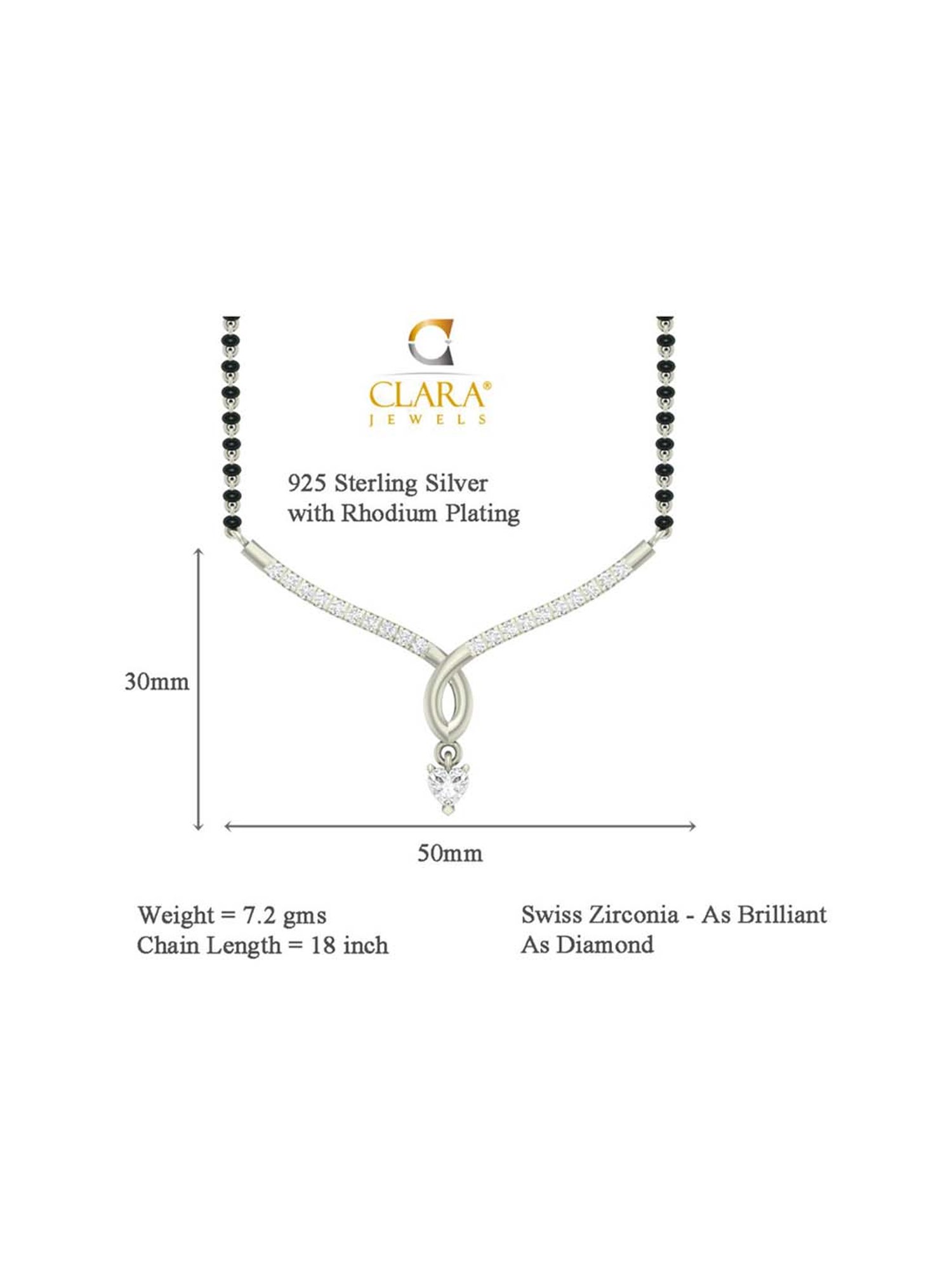 Clara Mila 92.5 Sterling Silver Mangalsutra