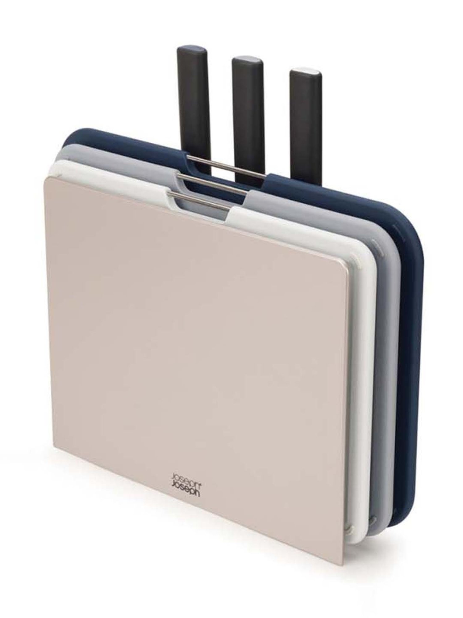 JOSEPH JOSEPH Silver & Black Polypropylene 35.5 cm Chopping Board with Knife - Set of 6