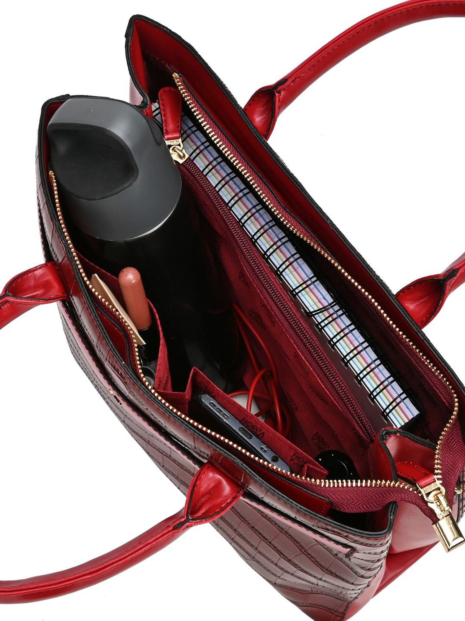 Horra Red Textured Handbag