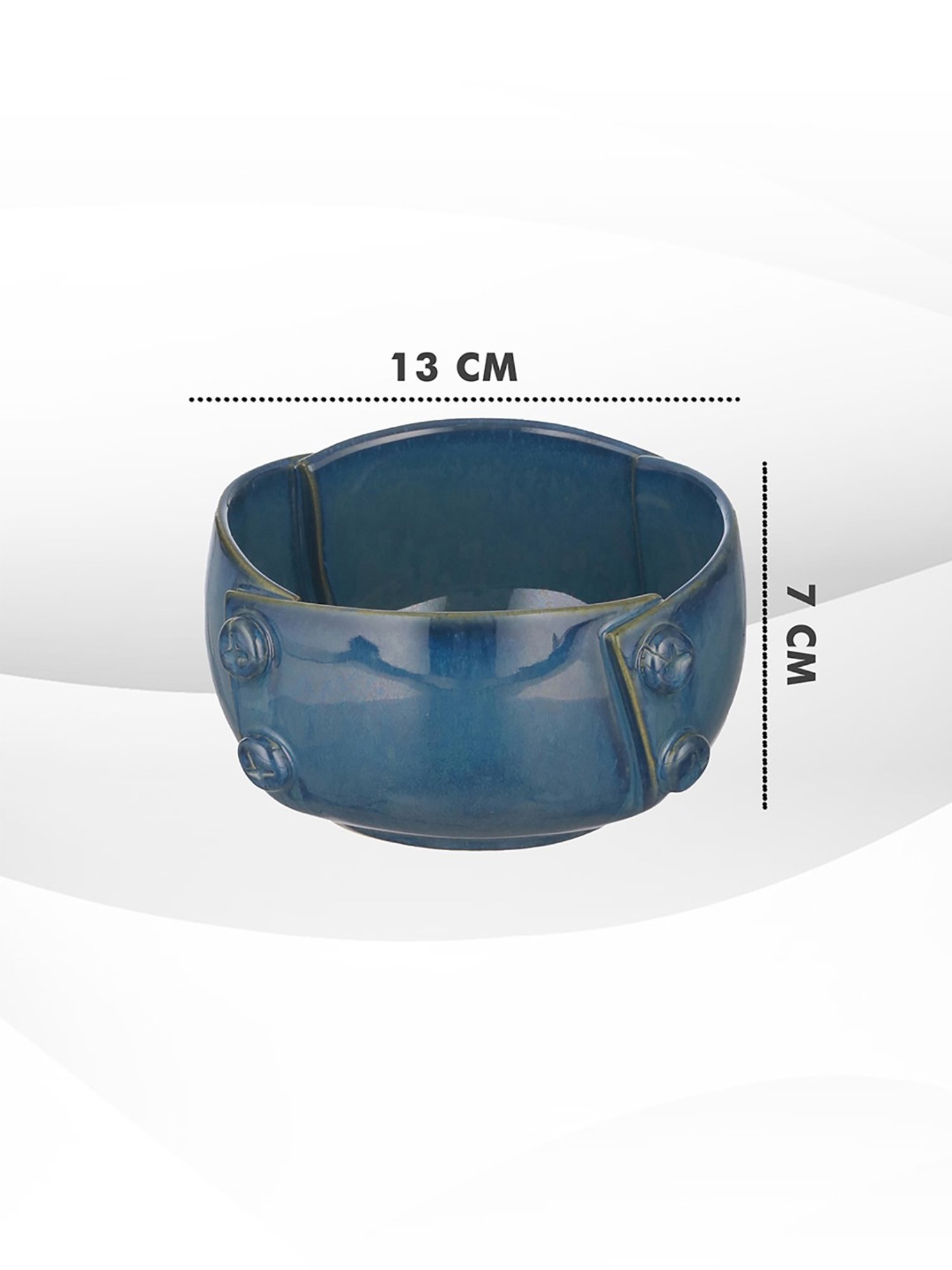 Trovea's Teal Blue Ceramic Serving Bowl Set of 2