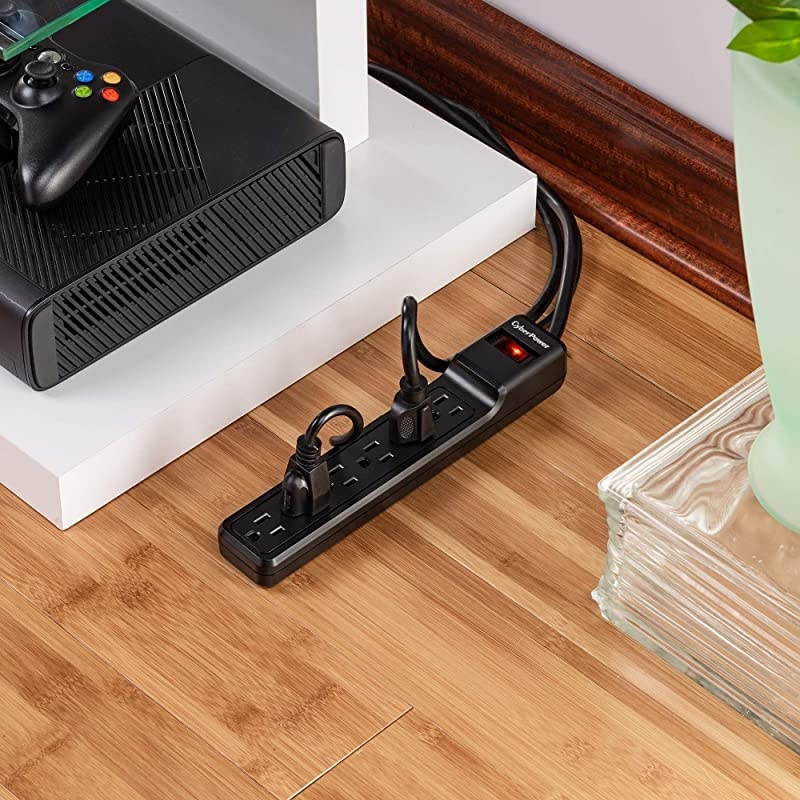CSB604 Essential Surge Protector, 900J/125V, 6 Outlets, 4ft Power Cord, Black