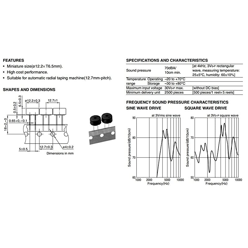 Piezoelectronic Buzzers PS1240P (Pack of 10)