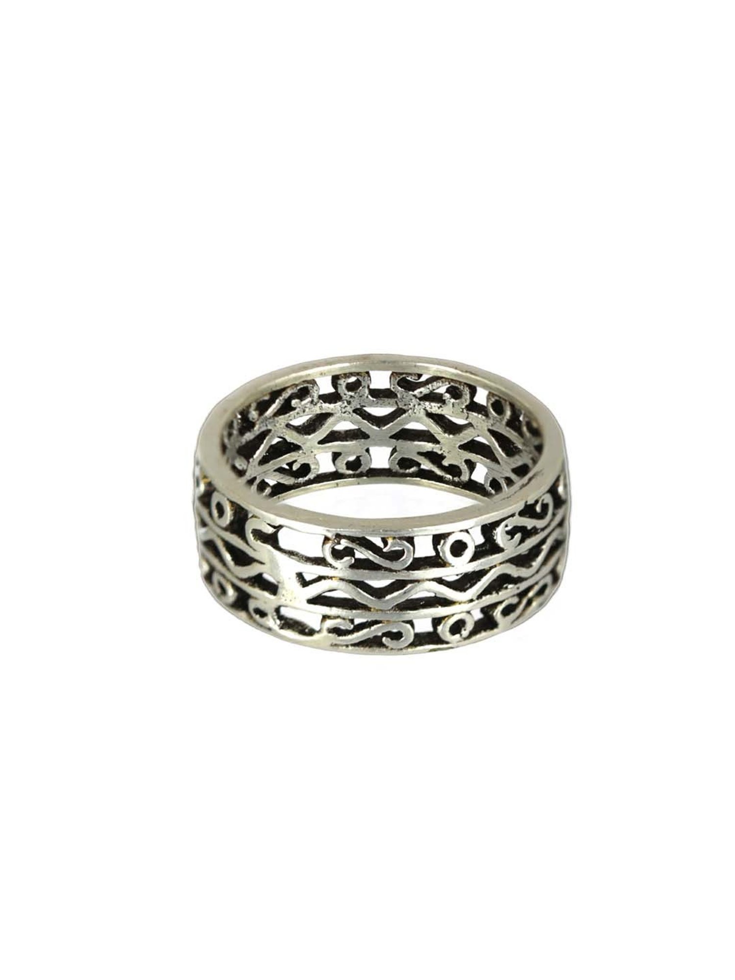 Bold by Priyaasi Wave Band Silver-Plated Ring for Men