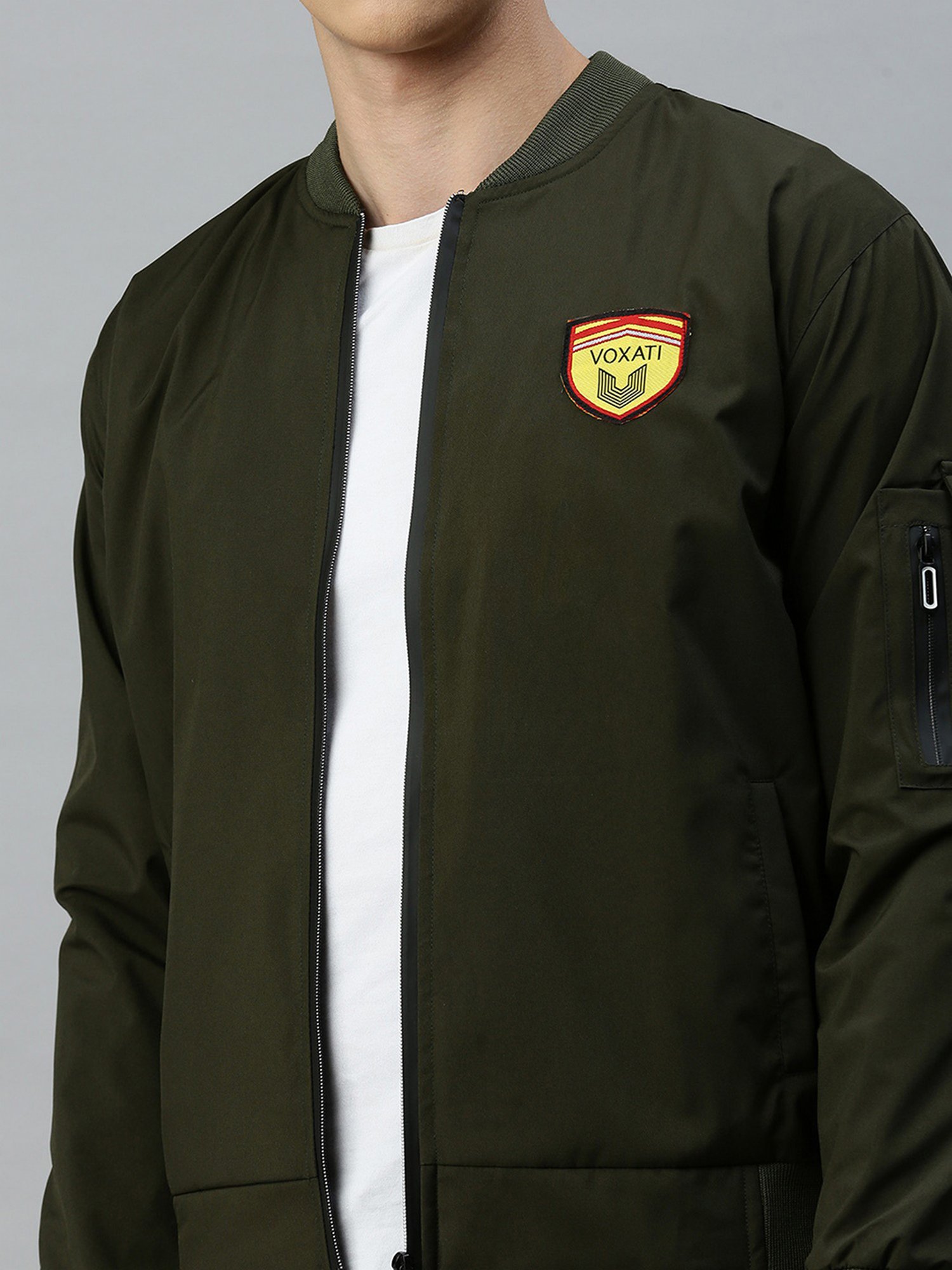 VOXATI Green Regular Fit Bomber Jacket